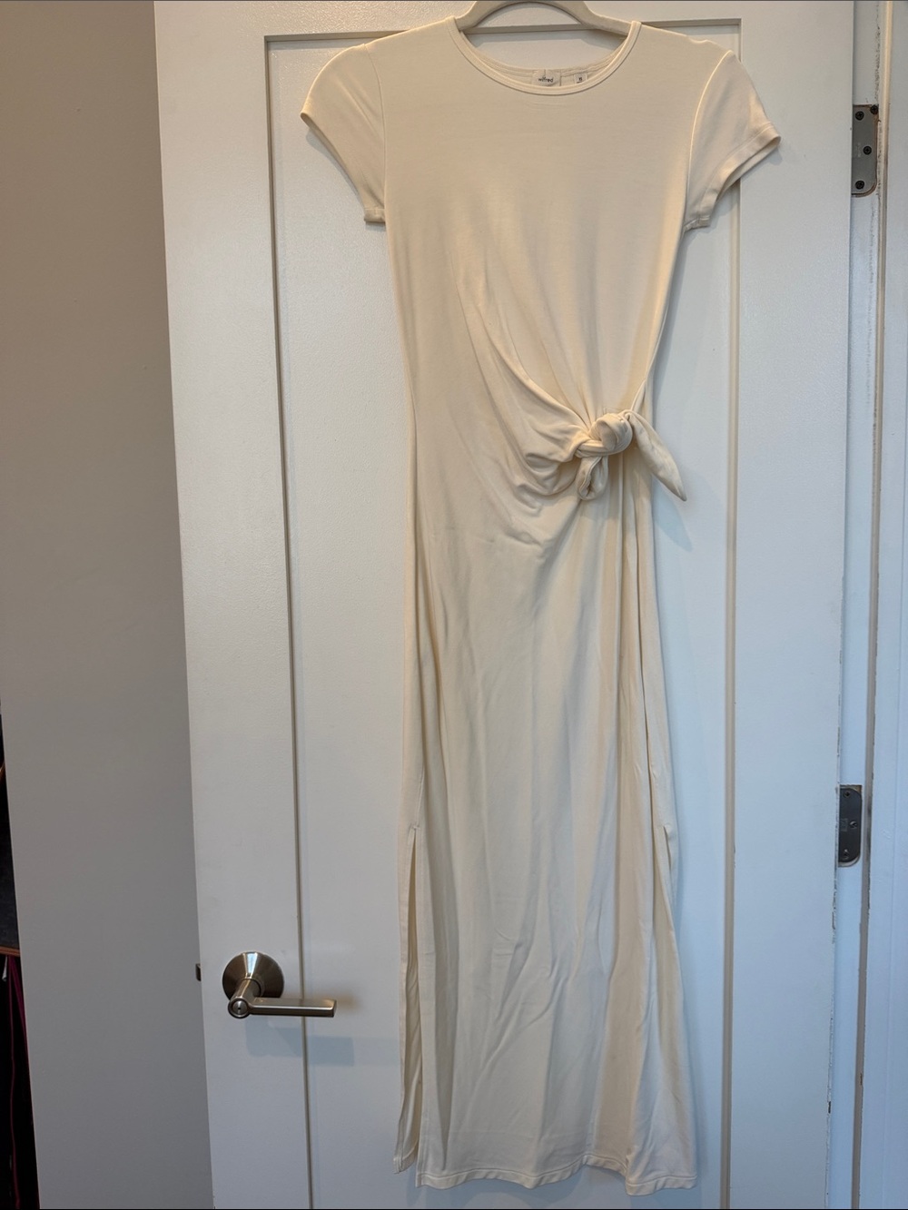 Women's Cream Knot-Front Maxi Dress